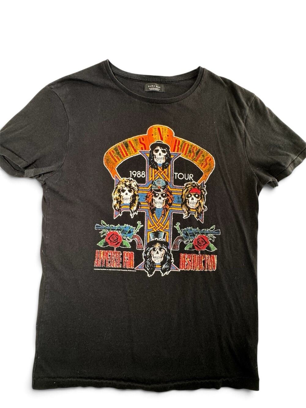 Zara Man Guns N' Roses 1988 Tour Appetite For Destruction Concert T-Shirt Size M